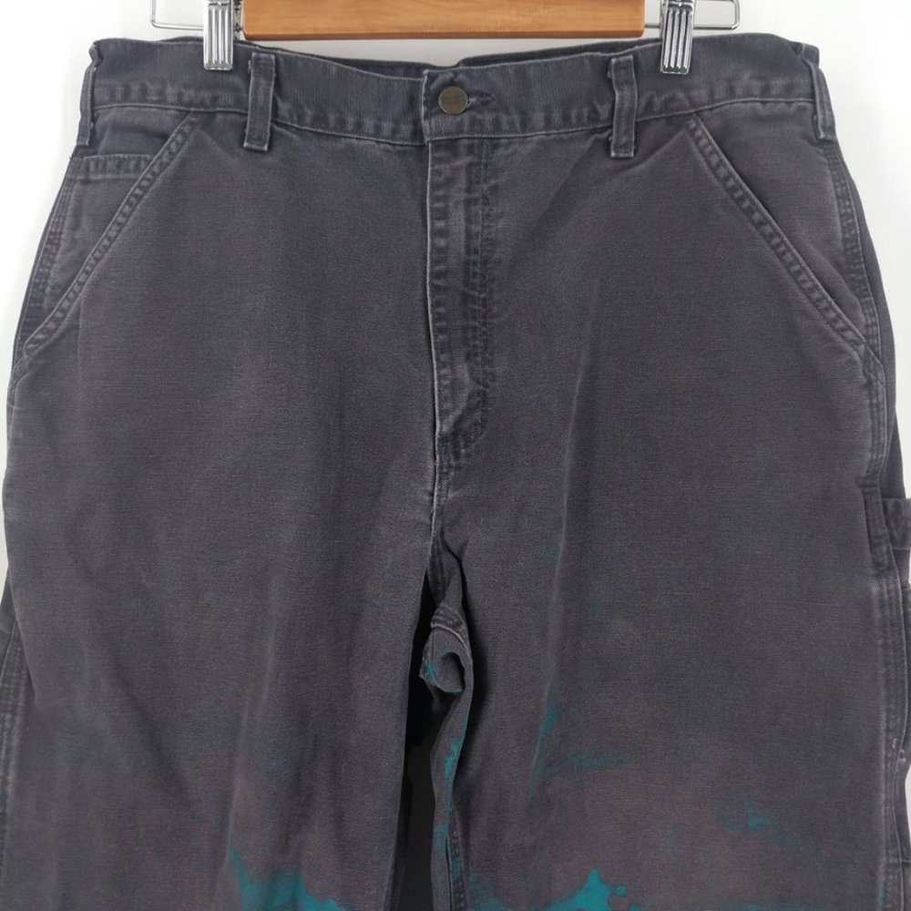 Vintage Carhartt Custom Painted Dye Dungaree 36x30 - Picture 2 of 8